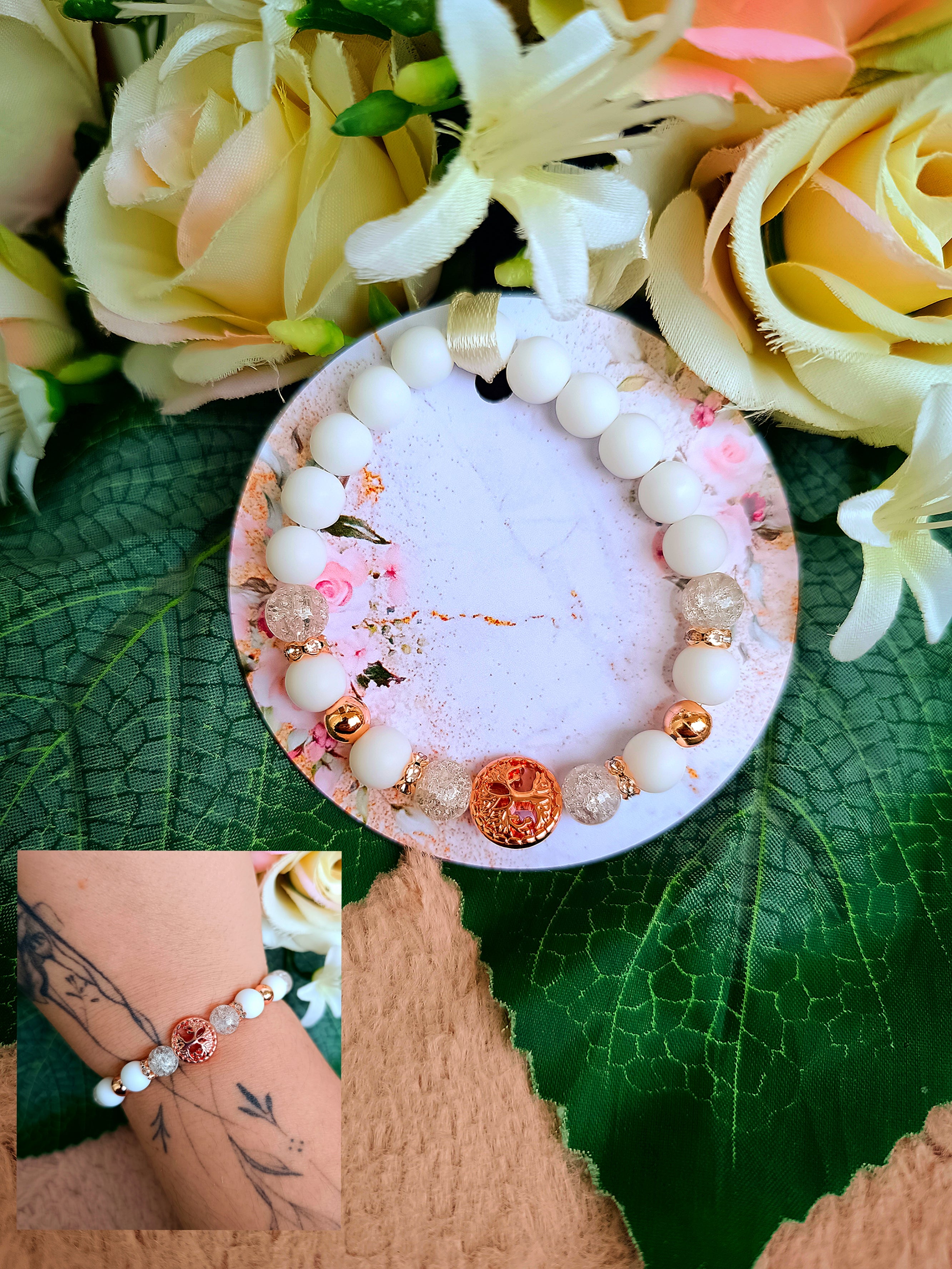 Életfás rose gold szerencse karkötő